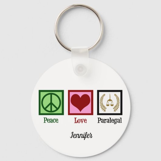 Peace Love Paralegal Cute Custom Sleutelhanger (Voorkant)