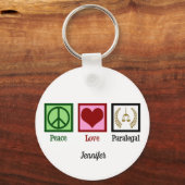 Peace Love Paralegal Cute Custom Sleutelhanger (Voorkant)