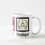 Peace Love Paralegal Koffiemok<br><div class="desc">Peace Love Paralegal. Als je het leuk vindt om legaal werk te doen in een kantoor voor een advocaat of advocaat,  dan hou je van dit schattige paralegale geschenk.</div>