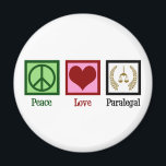Peace Love Paralegal Magneet<br><div class="desc">Peace Love Paralegal. Als je het leuk vindt om legaal werk te doen in een kantoor voor een advocaat of advocaat,  dan hou je van dit schattige paralegale geschenk.</div>