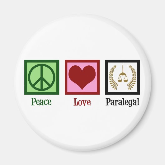 Peace Love Paralegal Magneet (Voorkant)