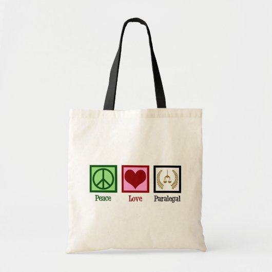 Peace Love Paralegal Tote Bag (Voorkant)