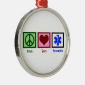 Peace Love Paramedic Metalen Ornament (Rechts)