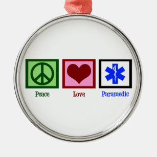 Peace Love Paramedic Metalen Ornament