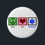 Peace Love Paramedic Ronde Button 5,7 Cm<br><div class="desc">Kute EMT gift.</div>