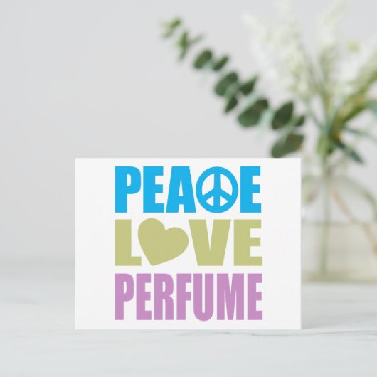 Peace love parfum briefkaart (Staand voorkant)