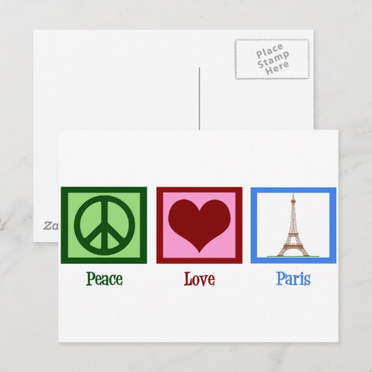 Peace Love Paris Briefkaart (Voorkant / Achterkant)