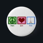 Peace Love Paris Ronde Button 5,7 Cm<br><div class="desc">Dit  cadeau van Parijs is perfect voor iemand die graag de Eiffel-toren in Frankrijk bezoekt. Europa is zo mooi. Peace Love Paris maakt een schattig cadeau.</div>