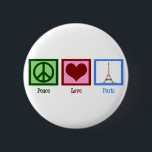 Peace Love Paris Ronde Button 5,7 Cm<br><div class="desc">Dit  cadeau van Parijs is perfect voor iemand die graag de Eiffel-toren in Frankrijk bezoekt. Europa is zo mooi. Peace Love Paris maakt een schattig cadeau.</div>