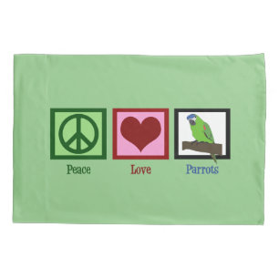 Peace Love Parrots Kussensloop