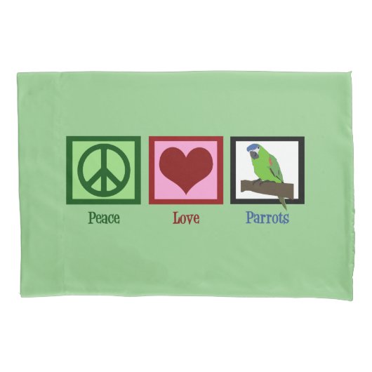 Peace Love Parrots Kussensloop (Voorkant)