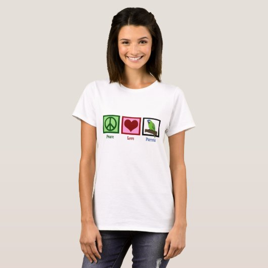 Peace Love Parrots T-shirt (Voorkant volledig)