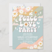 Peace Love Party Daisy Hippie 70s Verjaardag Kaart (Voorkant)