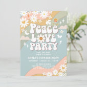 Peace Love Party Daisy Hippie 70s Verjaardag Kaart (Staand voorkant)