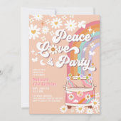 Peace Love Party Groovy Daisy Rainbow Verjaardag Kaart (Voorkant)