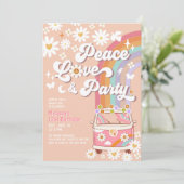 Peace Love Party Groovy Daisy Rainbow Verjaardag Kaart (Staand voorkant)