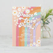 Peace Love Party Groovy Nodig Hippie Verjaardag ui Kaart (Staand voorkant)