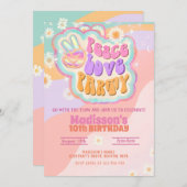 Peace Love Party Groovy Uitnodiging (Voorkant / Achterkant)