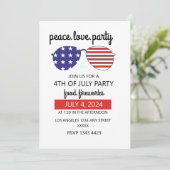 Peace Love Party Happy 4th van juli Kaart (Staand voorkant)