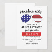 Peace Love Party Happy 4th van juli Kaart (Voorkant / Achterkant)
