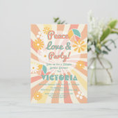 Peace Love & Party Hippie Party Kaart (Staand voorkant)