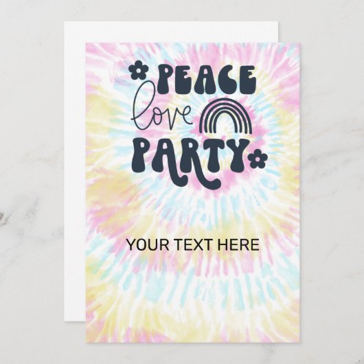 Peace Love Party Uitnodiging voor verjaardag (Voorkant / Achterkant)