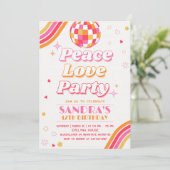 Peace Love Party Uitnodiging voor verjaardag (Staand voorkant)