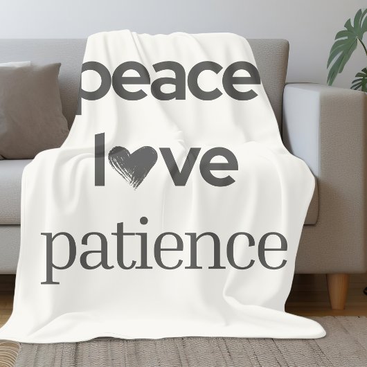 Peace Love Patience - Cozy Calm Modern Lifestyle Fleece Deken