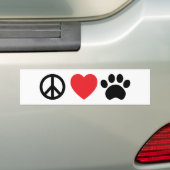 Peace Love Paw Bumpersticker (Op auto)