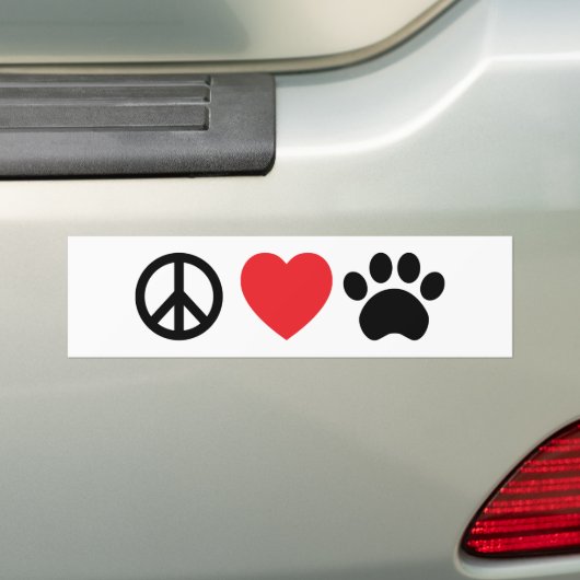 Peace Love Paw Bumpersticker (Op auto)