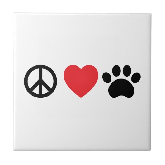 Peace Love Paw Ceramic Tile Tegeltje (Voorkant)