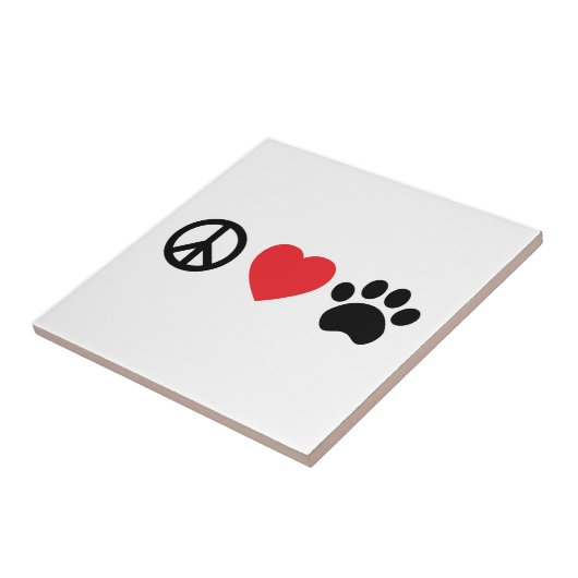 Peace Love Paw Ceramic Tile Tegeltje (Zijkant)