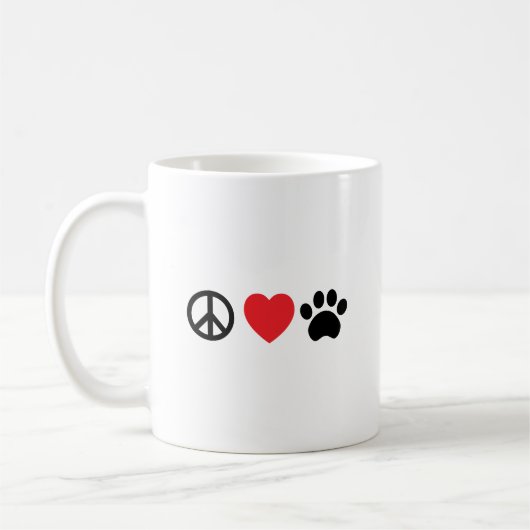 Peace Love Paw Coffee Mok (Links)