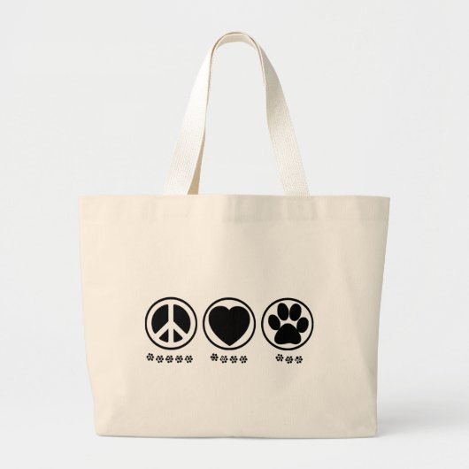 Peace Love Paw Grote Tote Bag (Voorkant)
