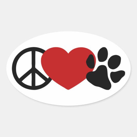 Peace-Love-Paw Ovale Sticker (Voorkant)