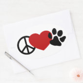 Peace-Love-Paw Ovale Sticker (Envelop)