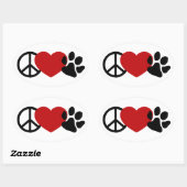 Peace-Love-Paw Ovale Sticker (Vel)