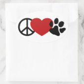 Peace-Love-Paw Ovale Sticker (Tas)