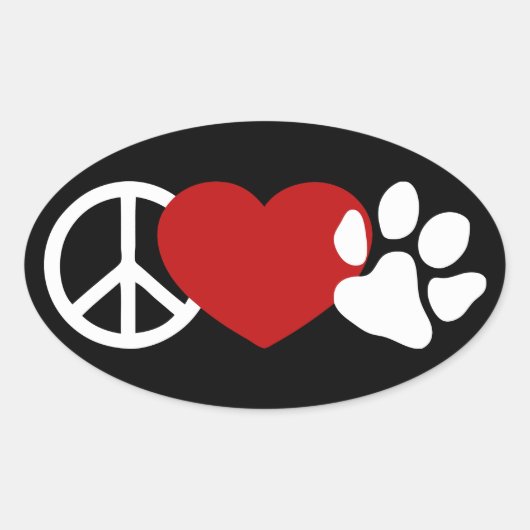 Peace-Love-Paw Ovale Sticker (Voorkant)