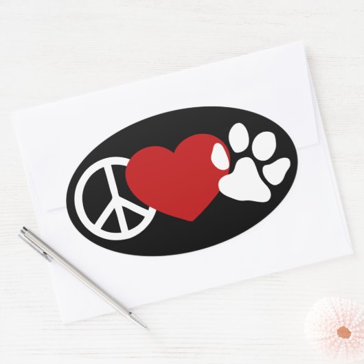Peace-Love-Paw Ovale Sticker (Envelop)