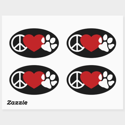 Peace-Love-Paw Ovale Sticker (Vel)