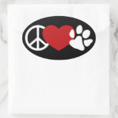 Peace-Love-Paw Ovale Sticker (Tas)