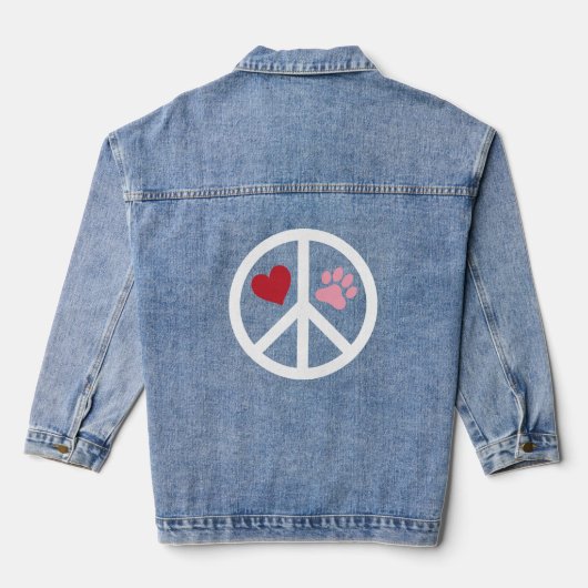 Peace Love Paw Print Denim Jas Denim Jacket (Achterkant)