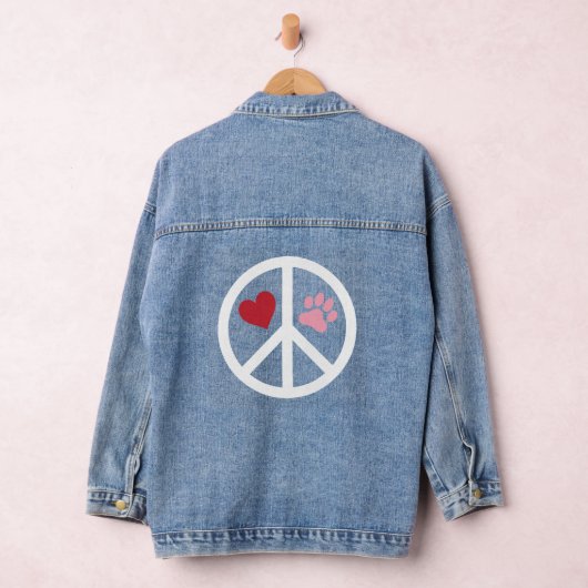 Peace Love Paw Print Denim Jas Denim Jacket (Hangar)