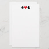 Peace Love Paw Stationery Briefpapier (Voorkant / Achterkant)