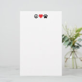 Peace Love Paw Stationery Briefpapier (Staand voorkant)