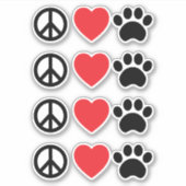 Peace Love Paw Sticker (Voorkant)