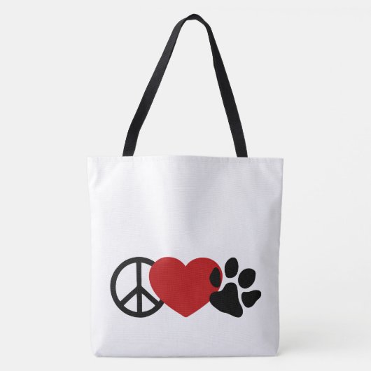 Peace-Love-Paw Tote Bag (Voorkant)