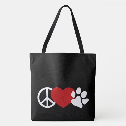 Peace-Love-Paw Tote Bag (Voorkant)