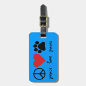 Peace Love Paws Bagagelabel (Voorkant verticaal)
